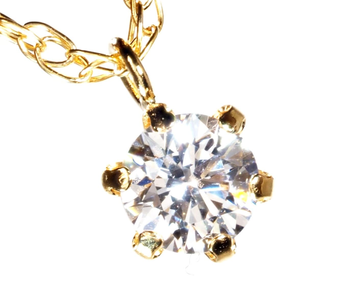 18K 一粒 ダイヤモンド ネックレス 0.3ct 18金 イエロー ゴールド