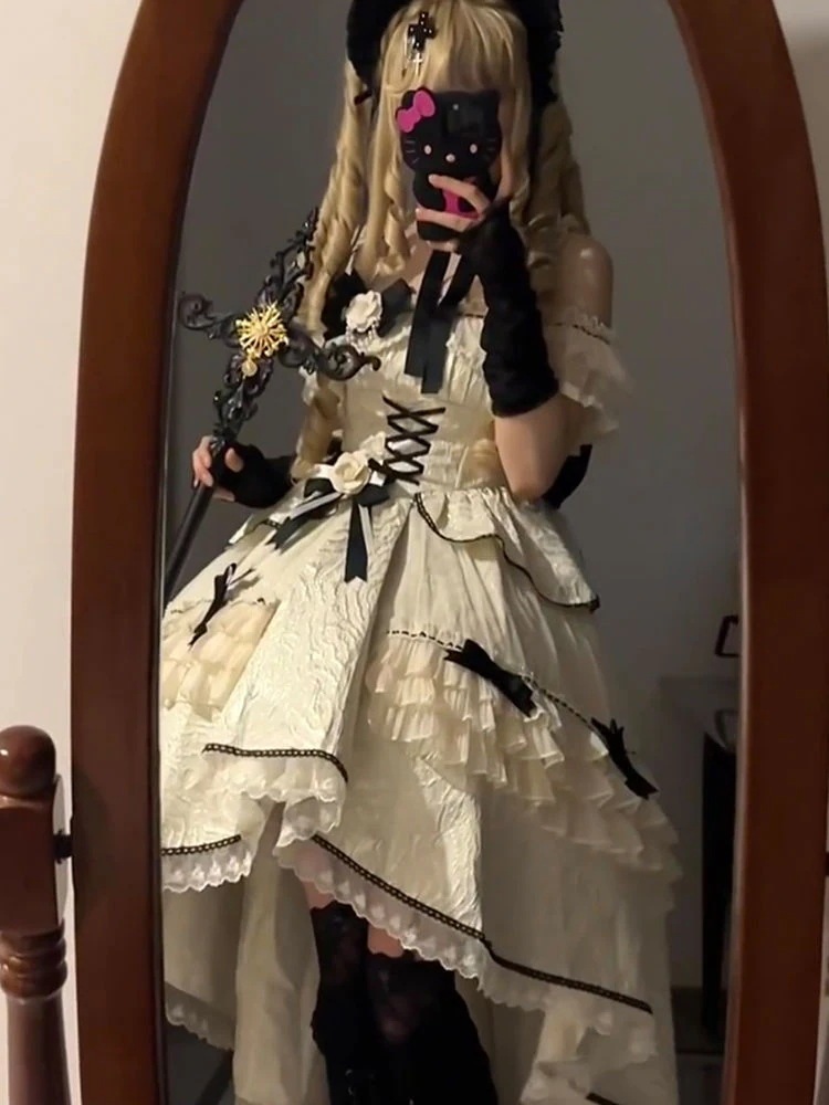 雰囲気とエレガントな気質の感覚で色の短いフロントとロングロリータドレスを生成します誕生日誕生日の大人ギフトプリンセスドレスワンピースドレスドレス