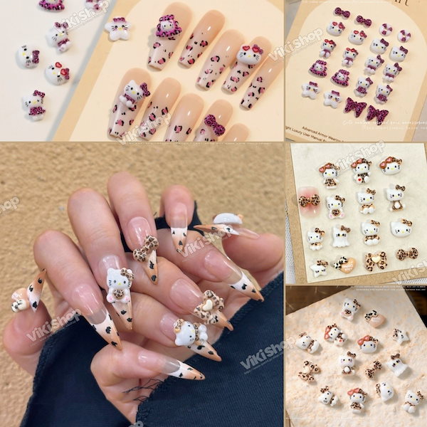 Qoo10] 【3日出荷】ヒョウ柄キティ ネイルパーツ
