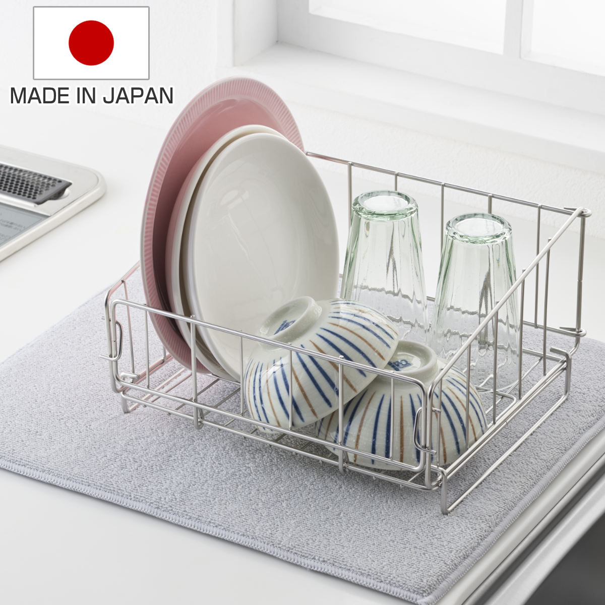 水切りラック to Unify ユニファイ ミニ折りたたみ水切りカゴ 日本製 ステンレス 食洗機対応 水切りかご 水切りカゴ 水切りバスケット 水切り 洗い物 食器 洗い 乾燥 ラック