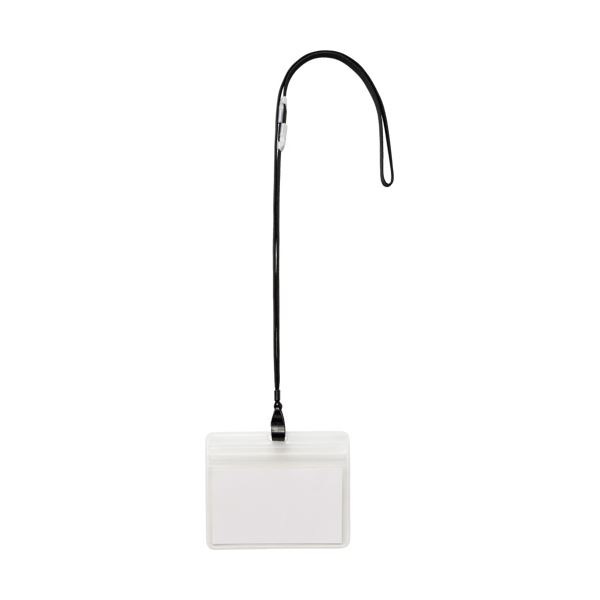 (まとめ) TANOSEE 吊下げ名札防水チャック付 大 黒 1パック（10個） (×10セット)