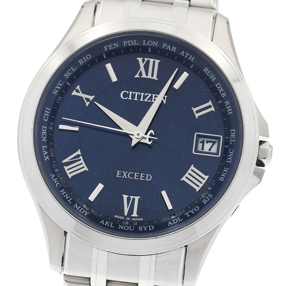 シチズン CITIZEN H149-A1BP602 エクシード デイト ソーラー電波 メンズ 箱付き_944128【中古】