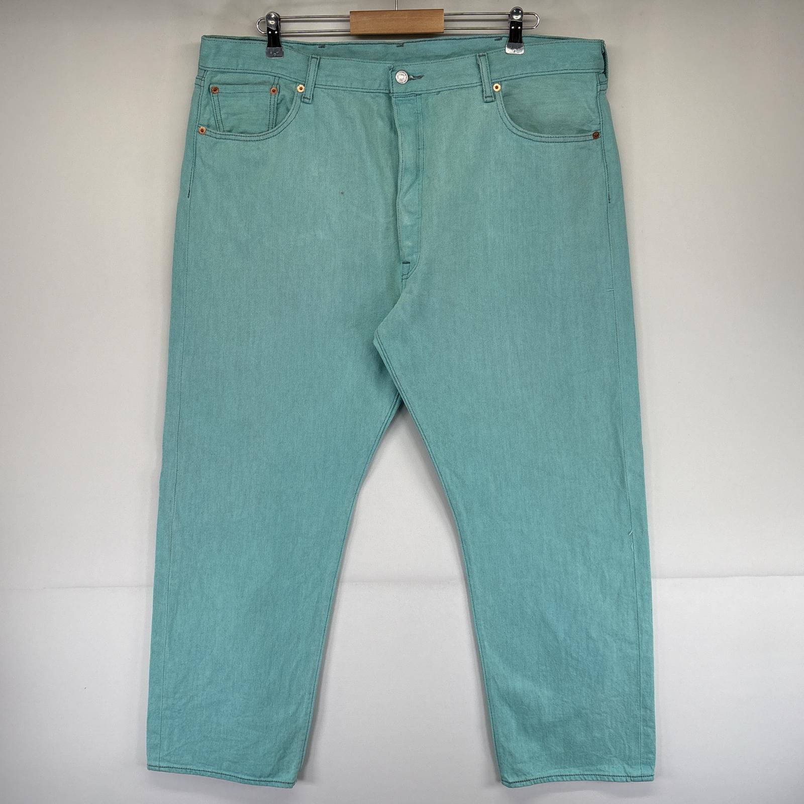 古着 デニムパンツ 501XX ストレート ボタンフライ カラーパンツ ジーパン ジーンズ w44 L32 グリーン系 メンズ