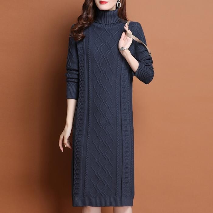 紫 40代 ブラック ワンピ ハイネック 長袖 冬 春 グレー ひざ丈 ワンピース 30代 エレガント レディース 大人 カジュアル ケーブル ベージュ ニット 50代 黒 ドレス 秋 パープル