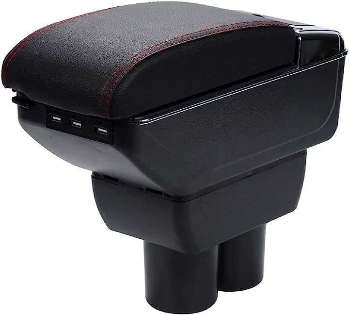 スズキ ジムニー アームレスト コンソールボックス 純正ホルダー対応 JB23 JB33 JB43 JB64 JB74 ドリンクホルダー 灰皿 USBポート付( レッド)