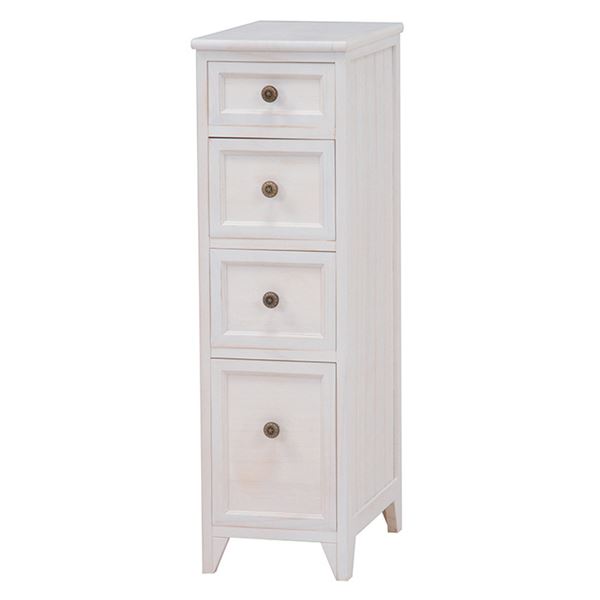 チェスト 収納棚 幅25cm 4段 シャビーホワイト 木製 桐製 隙間収納 軽量 Rural ルーラル スリムチェスト 完成品 リビング