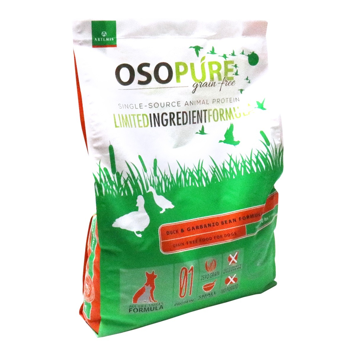 オソピュア　グレインフリー　ダック＆ガルバンゾー　4.5kg