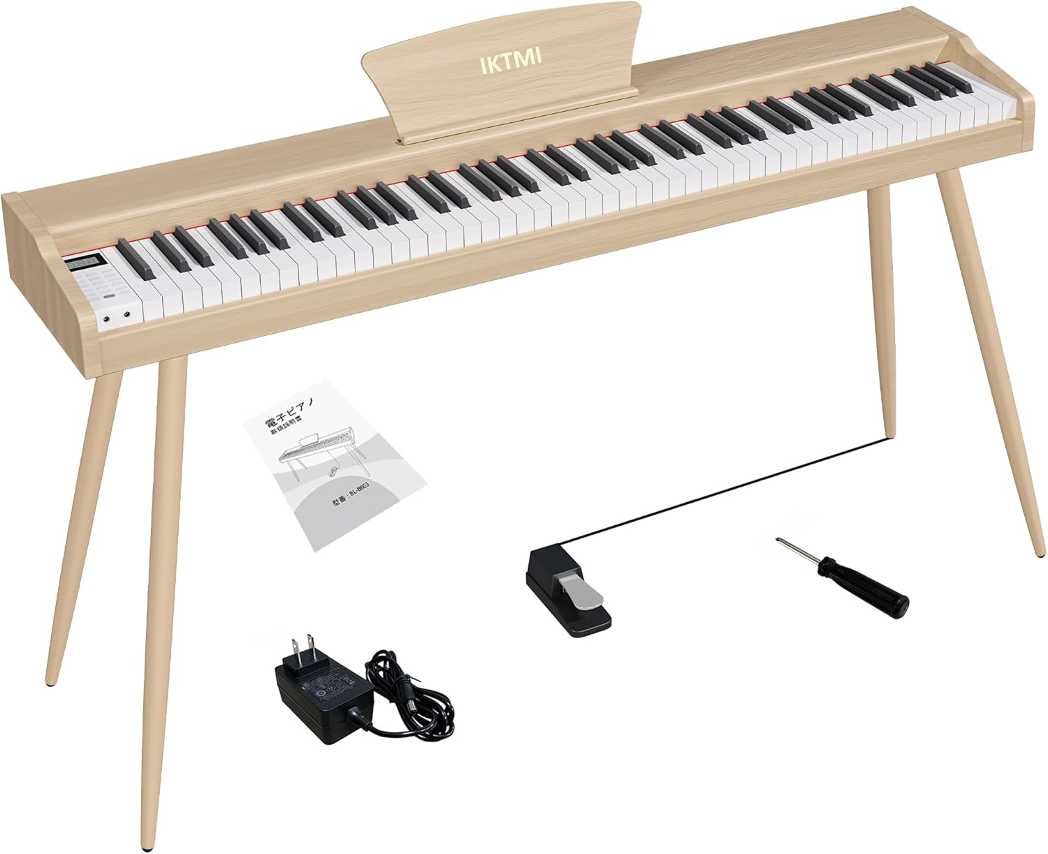 IKTMI 電子ピアノ 88鍵盤 木製 88鍵ピアノ ペダル付き スタンド一体型 アップライトピアノDREAM音源 MIDI対応 初心者 子供 大人 練習用 ベージュ