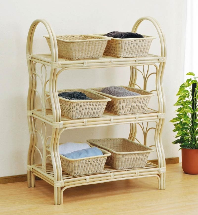 ラタン（籐） バスケットラック W535