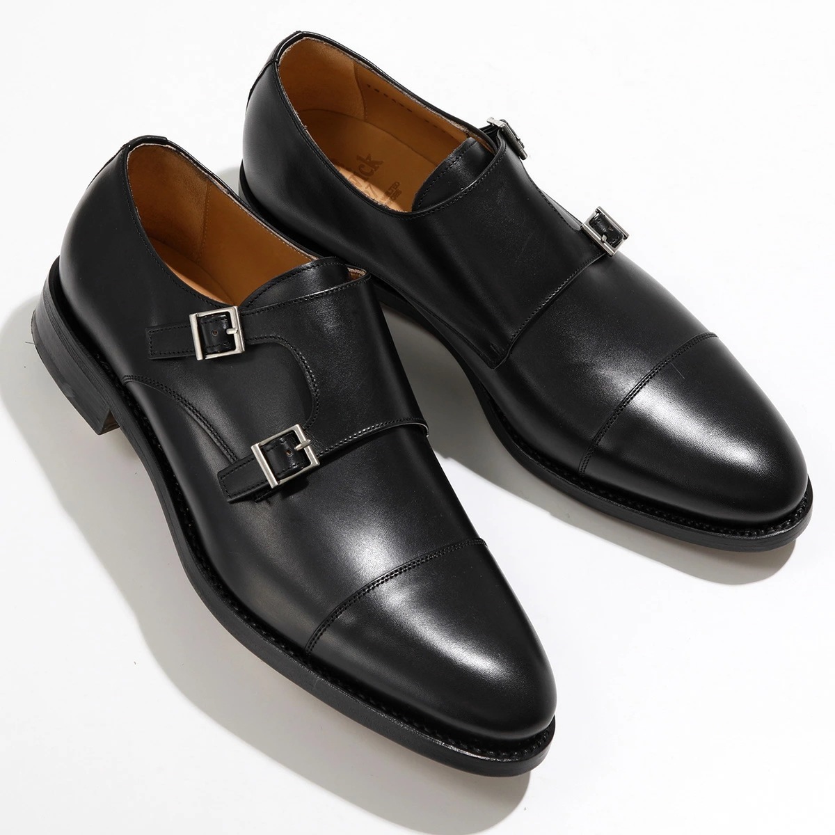 Berwick1707 バーウィック ドレスシューズ 3637-K1 メンズ ダブルモンクストラップ レザー シューズ ビジネスシューズ 革靴 ブラック