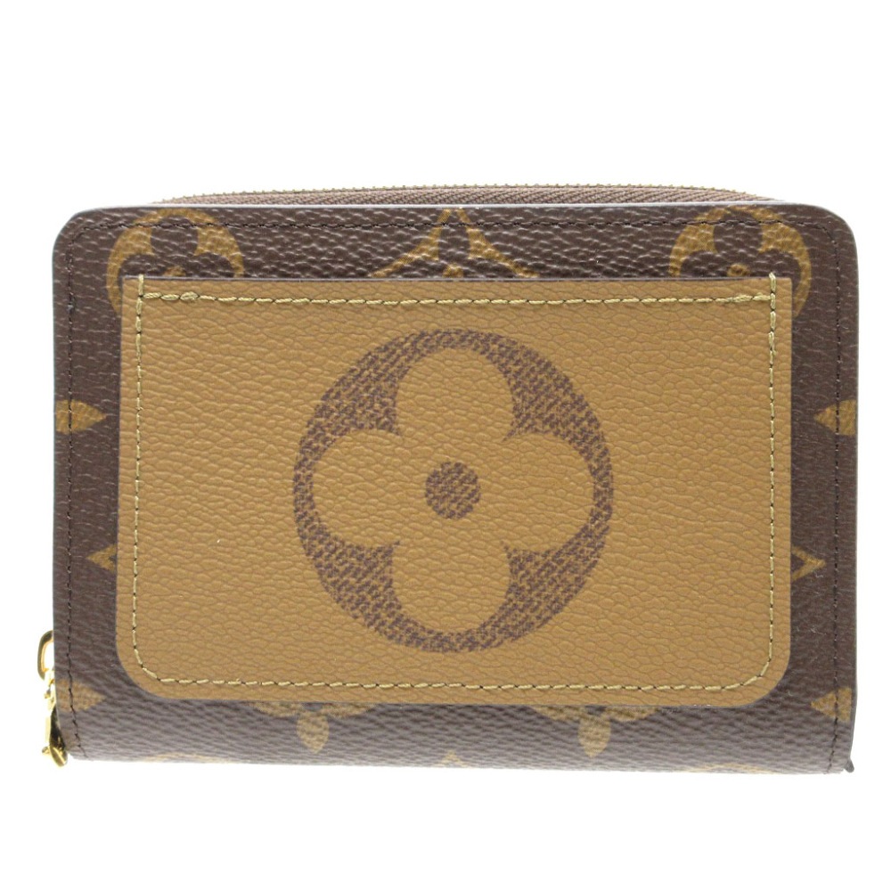 美品 コンパクトウォレット ポルトフォイユ ルー モノグラム リバース M81461 二つ折り財布 モノグラムキャンバス/モノグラムリバース ブラウン LV 0115【中古】 レディース