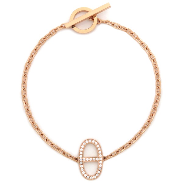 エルメス HERMES ブレスレット シェーヌダンクル コントゥール K18PG ダイヤモンド ピンクゴールド ST 750PG 18K H122404B 00ST【中古】