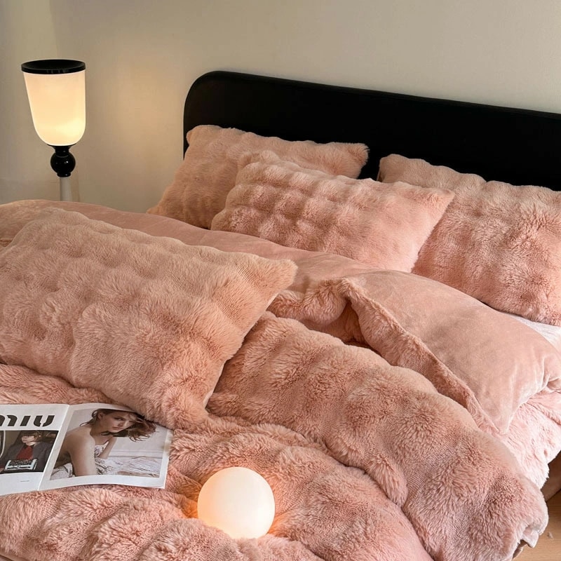 寝具セット 四点セット ウサギ毛調 牛乳フリース 両面加絨 高克重 秋冬用 厚手 保温性 掛け布団カバー ベッドシーツ 6,477円