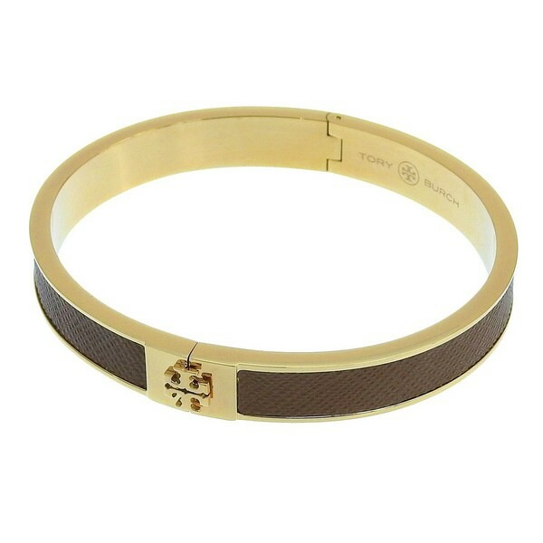 トリーバーチ アクセサリー レディース バングル ブレスレット アウトレット レザー ブラウン SLIM LEATHER INLAY CUFF 145435-202M TORY BURCH