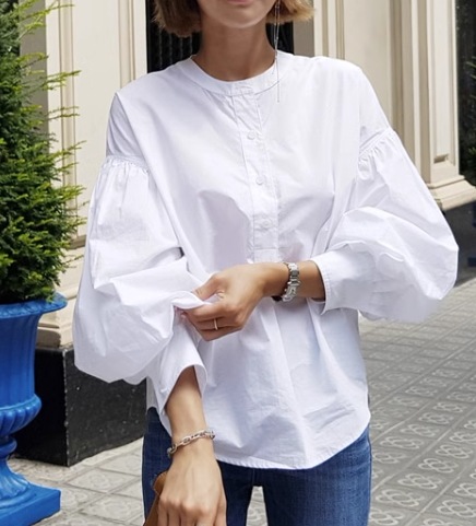 トップス デート モテアイテム ブラウス シャツ 長袖 ボリュームスリーブ コットン 大人可愛い きれいめ 上品 おしゃれ かっこいい 大人可愛い ラブリー キュート ガーリー クール モード系