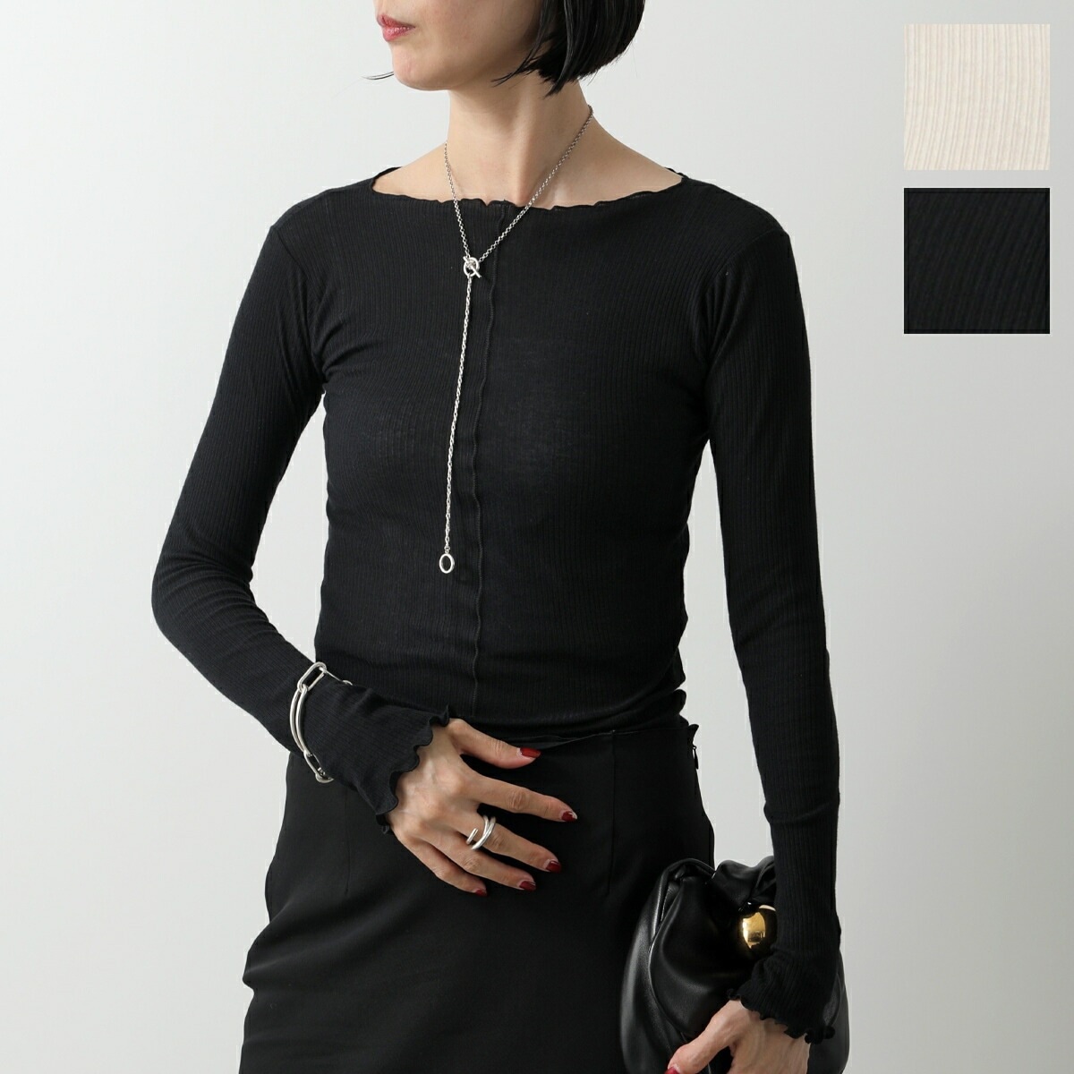 BASERANGE ベースレンジ カットソー PAMA LONG SLEEVE TTPAL RB メロー ボートネック センターシーム リブ ロングスリーブ 長袖 ロンT カラー2色