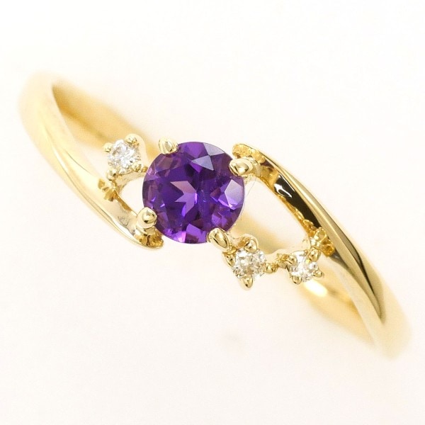 K10 10金 YG リング 12号 アメジスト ダイヤ 中古