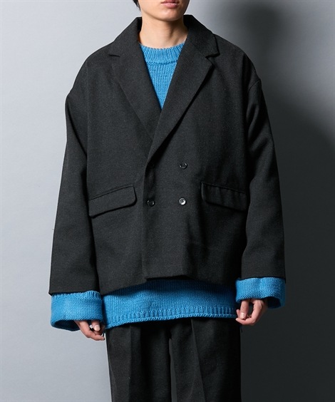 ダウンジャケット ツイード オーバーサイズ ダブルテーラードジャケット セットアップ着用可能