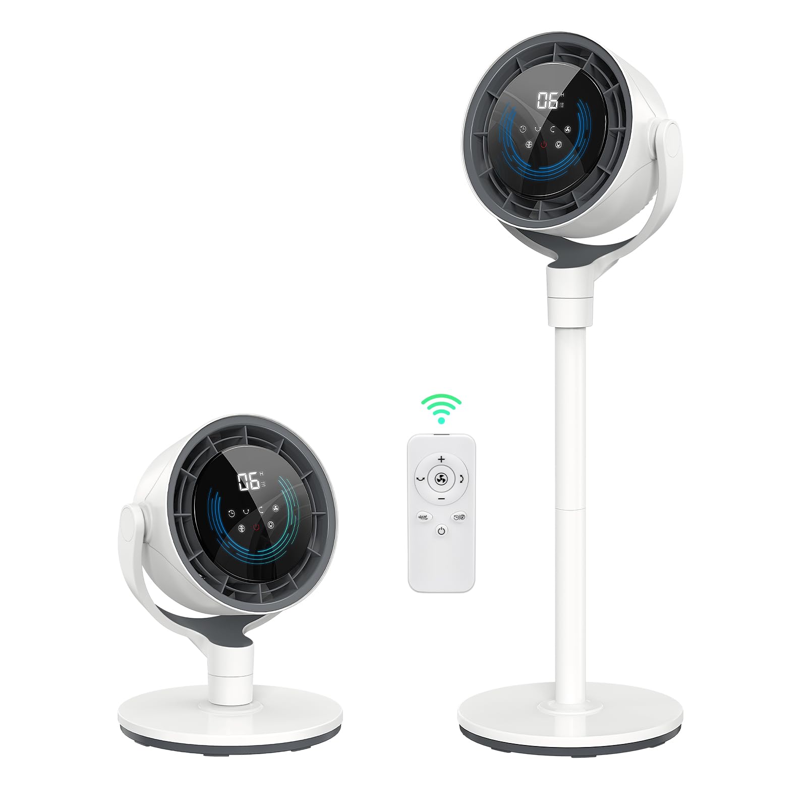 サーキュレーター 扇風機 静音 4D首振り DCモーター 省エネ 節電対策 12段階風量 12Hタイマー 3段階高さ調整 チャイルドロック付き リモコン付き パワフル送風 組み立て簡単 暑さ対策 PS