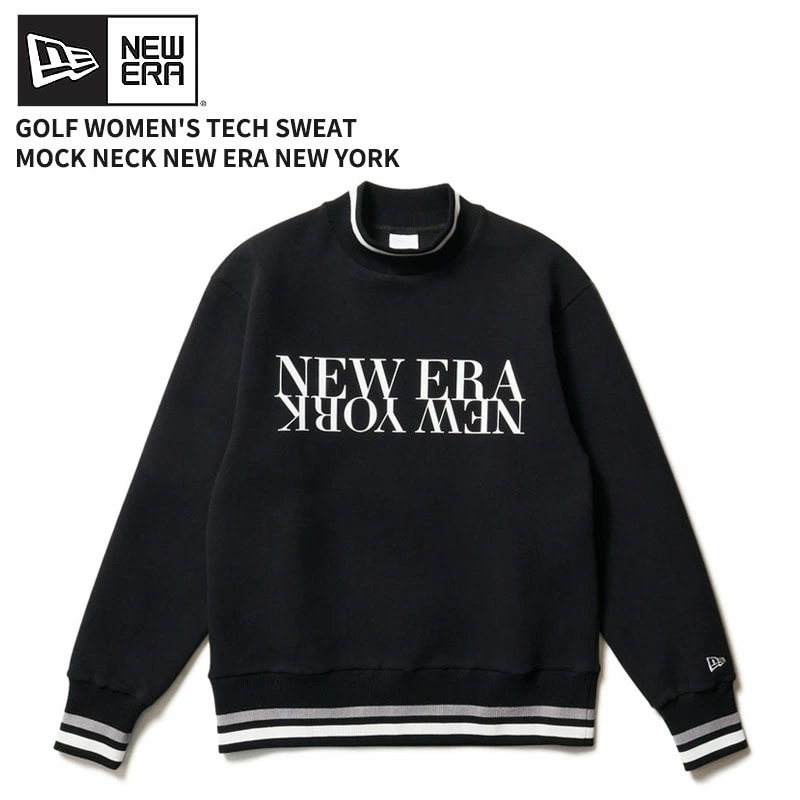 ニューエラ 長袖 スウェット ゴルフ NEW ERA Women s テックスウェット モックネック NEW ERA NEW YORK ブラック レディース トップス