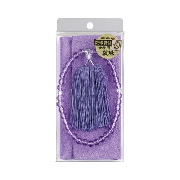(まとめ) マルアイ 数珠セット 女性用 紫水晶風 保存袋付 ジユ-S32PU 1セット (×5セット)