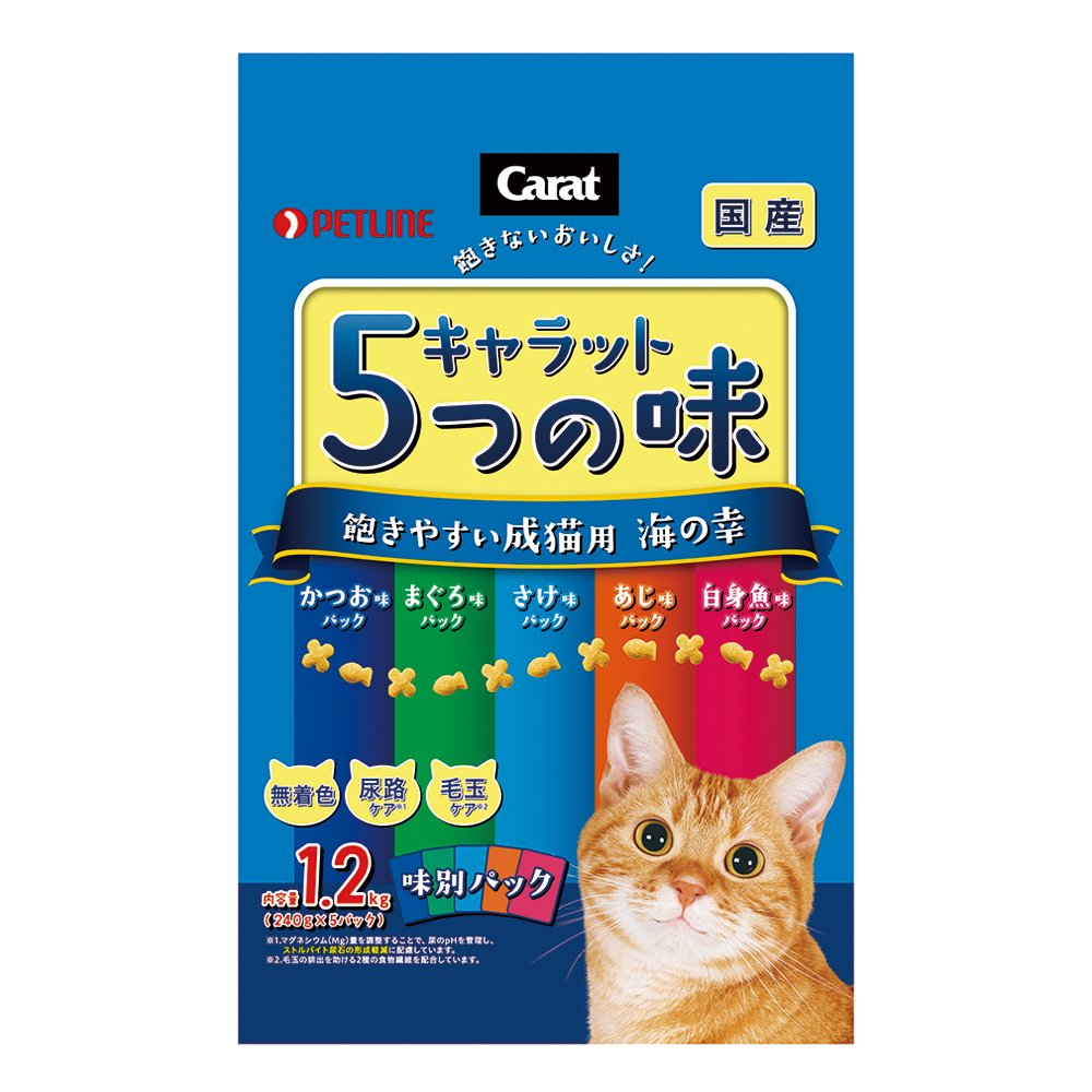 キャットフード　ペットライン　キャラット５つの味　海の幸　１．２ｋｇX６袋　ＣＲＣ35―15―72―50―00