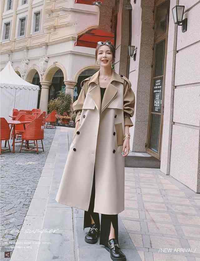 【即納】トレンチコート レディース ロング トレンチコート ロング丈 コート アウター 大きいサイズ ライトアウター 暖かい 大きめ カジュアル きれいめ ビッグカラー ドロップショルダー パーティ