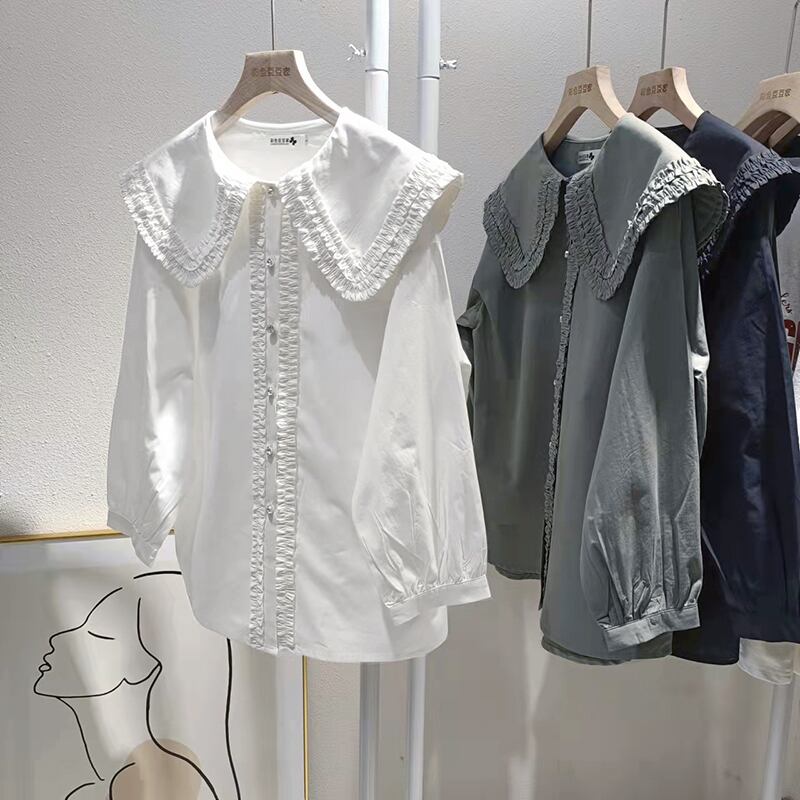 レディース トップス シャツ ブラウス シャツブラウス ビックカラー セーラーカラー