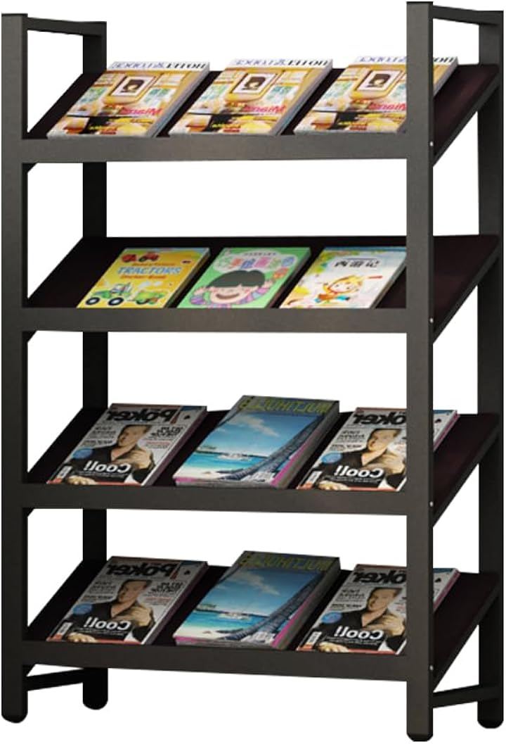 マガジンラック 雑誌ラック マガジンスタンド スチール パンフレットスタンド カタログスタンド 絵本棚 展示会 大容量 待合室 図書館 (ブラックホワイト, 奥行き30cm)
