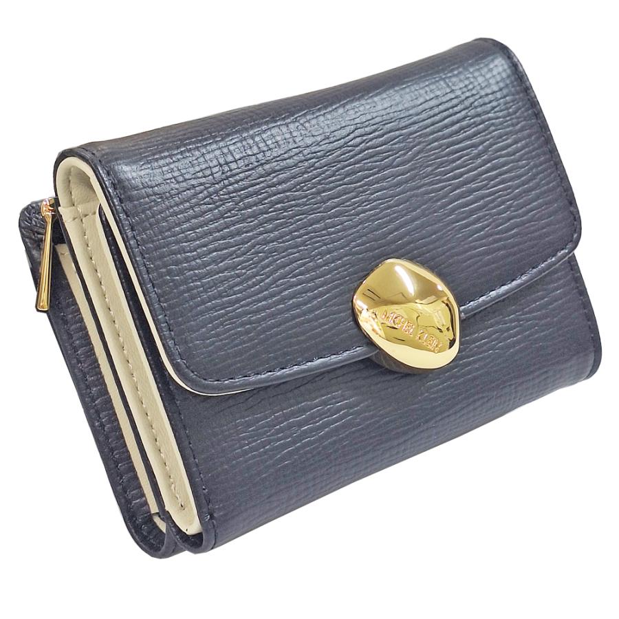 M KLEIN　折り財布 コンパクト財布 レザー ネイビー レディース 小銭入れあり 2008-NV