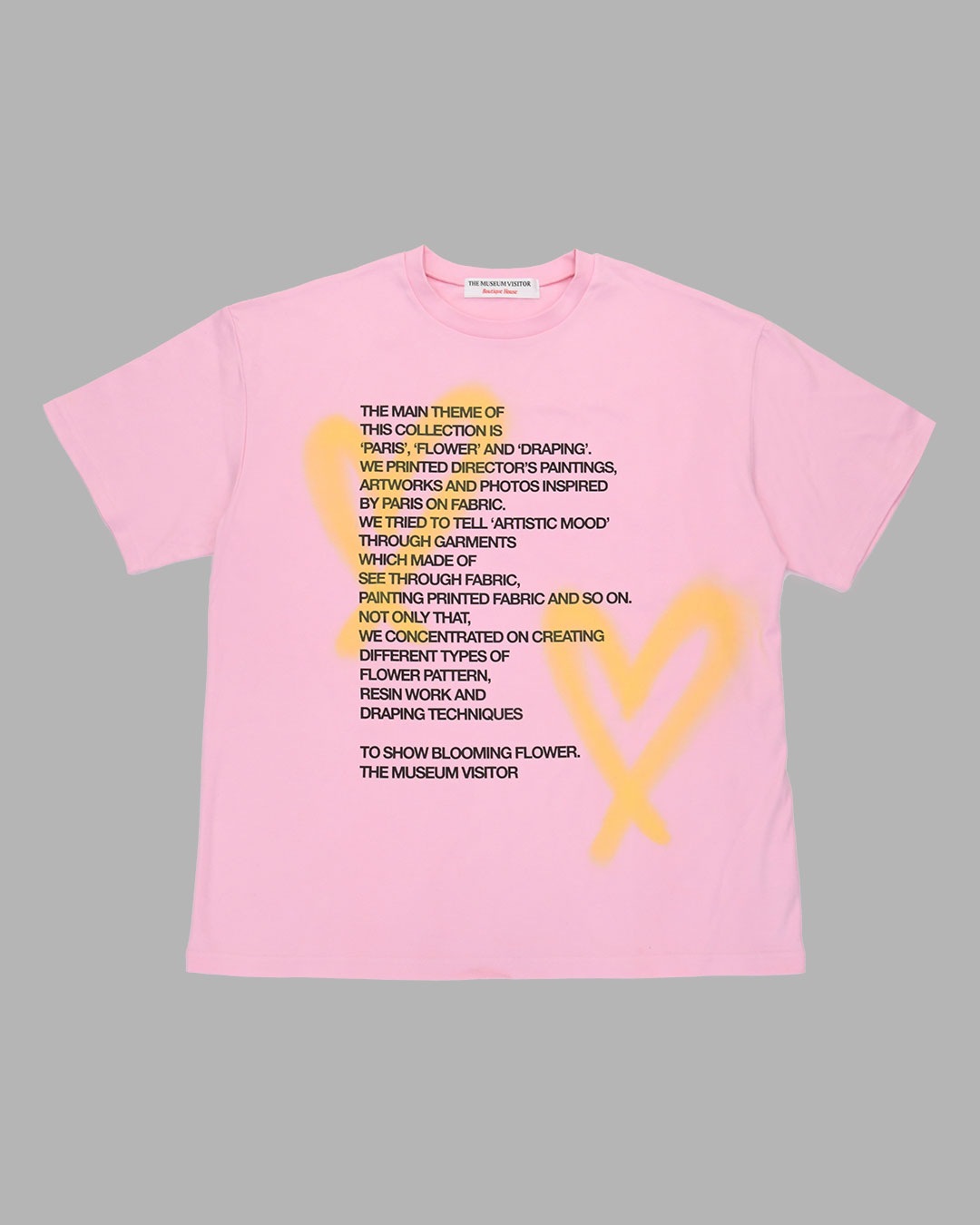 【THE MUSEUM VISITOR】 HEART SPRAYED T-SHIRTS : PINK