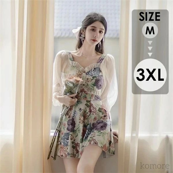 「期間限定セール」セクシー レディース 水着 体型カバー 可愛い 痩せ見え リゾート 温泉 ビーチ プール 海 水泳 オトナ女子 かわいい おしゃれ 花