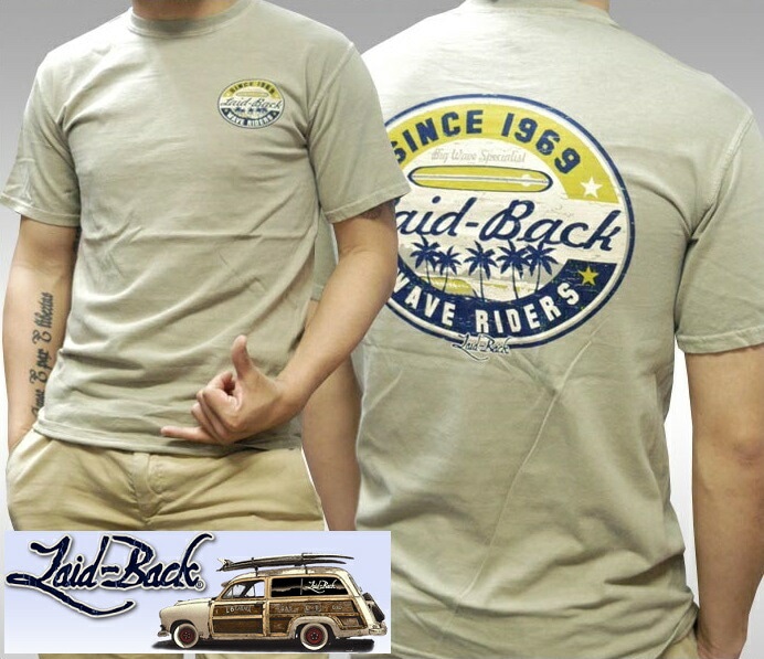 Laid-Back USA レイドバック メンズ Tシャツ WAVE RIDERS 半袖 シャツ サファリ レオン 雑誌 掲載 ブランド アメカジ ストリート ヴィンテージ サーフ ロンハーマン カジ