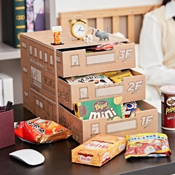 スナック24 3段 スナックビル お菓子ギフトセット 25種装飾ステッカー