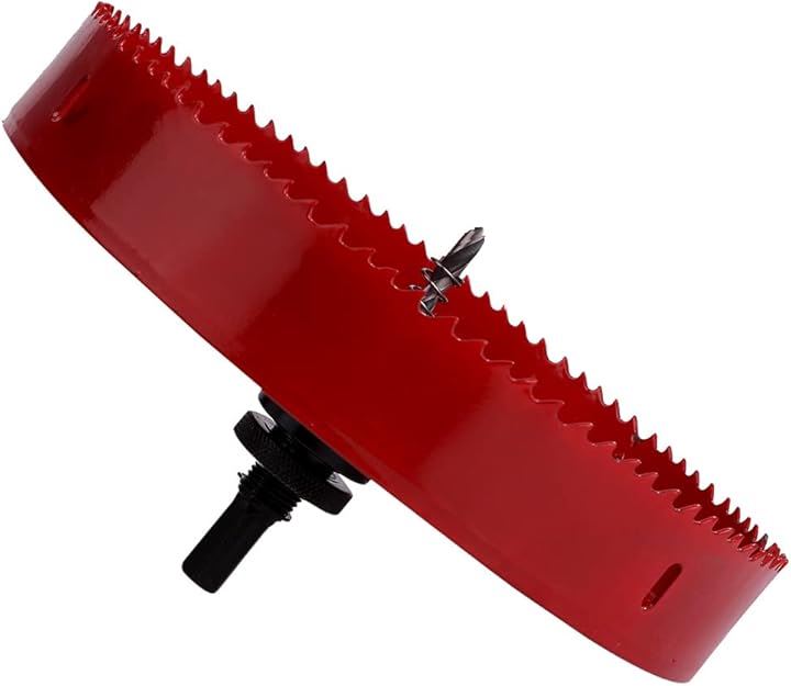 ホールソー バイメタル 穴あけ ドリルビット 切削 工具 DIY 鉄 アルミ 石膏ボード プラスチック 木材などに対応(レッド, 215mm)