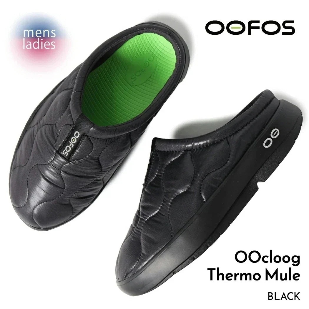 OOFOS ウーフォス ウークージー サーモ ミュール クロッグ サボ サンダル OOcOOzie Thermo Mule BLACK ( 国内正規品 黒 メンズ レディース 200070005223