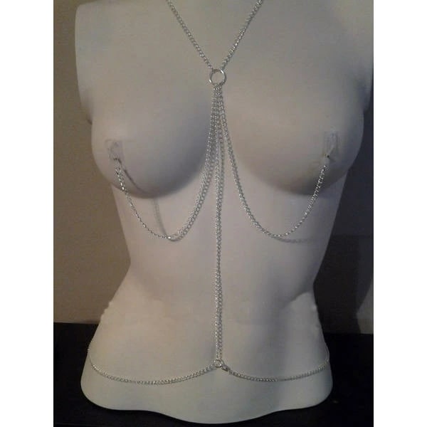 スレイブニップルボディチェーン 首 乳首 腰 アクセサリー 開けない 穴なし シルバー 銀色 ゴールド 金色 ネックレス 男性 女性 首飾り プレゼント ボディピアス風 mt264xxxxxxxx