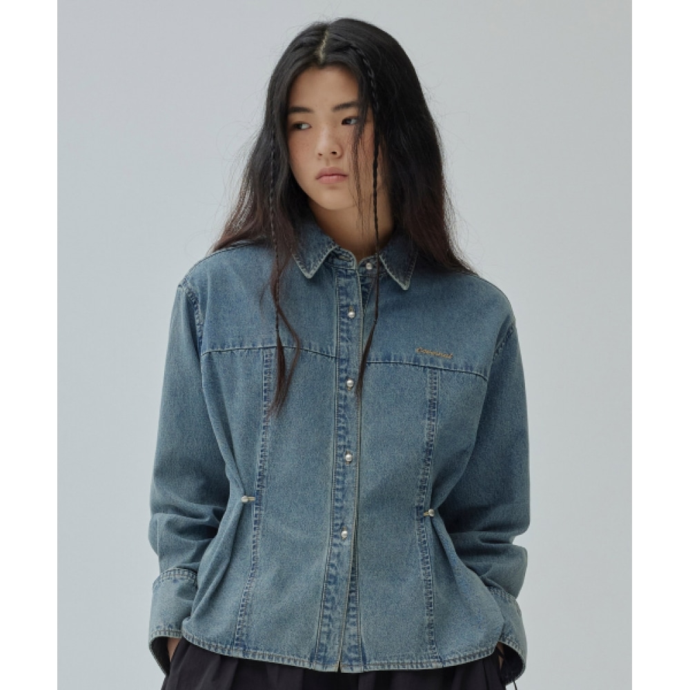 COVERNAT ウーマンツーウェイデニムシャツブルー