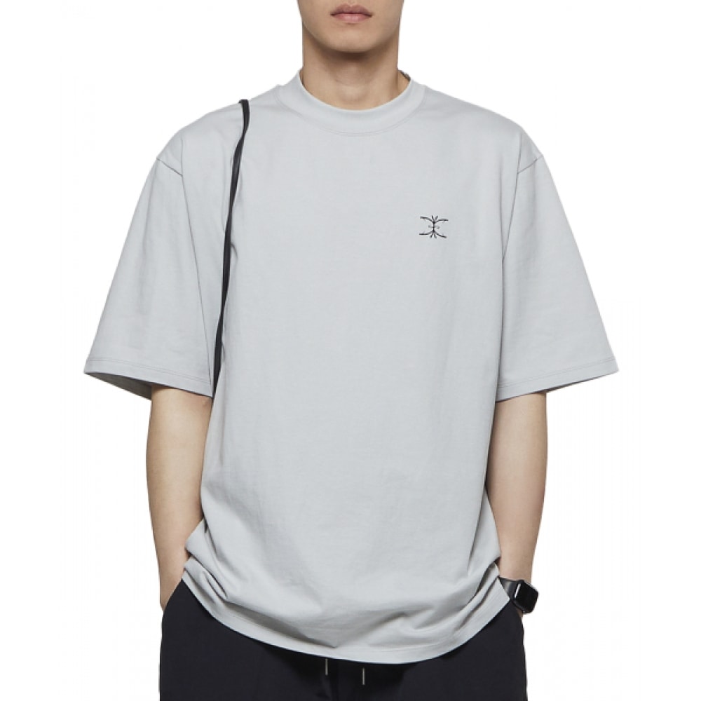 NAYSAYER 16 スリーロゴオーバーフィット半袖Tシャツ (ライトグレー)