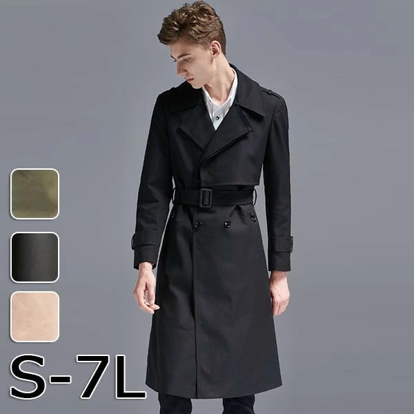 完売御礼トレンチコート メンズ アウター コート ロング丈 ロングコート カジュアル シンプル 無地 春 秋 軽量 フリーサイズ オーバーサイズ ビックシルエット スプリングコート ゆったり 秋コート