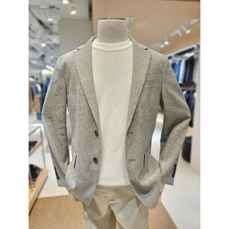 [坡州店] [AND Z()]ブルーパターンカラー リネンジャケット(BOE2KG1002BL)