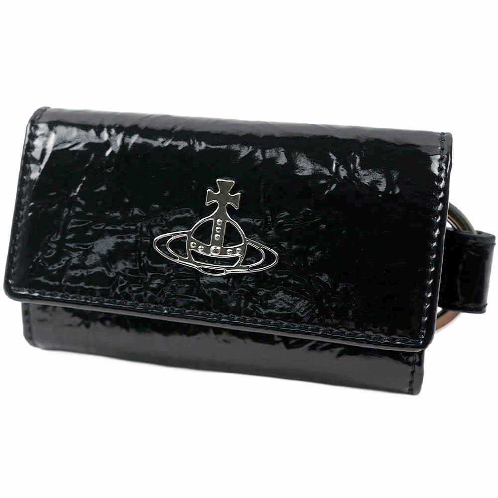 ヴィヴィアンウエストウッド キーケース キーリング付き レディース メンズ ブラック Vivienne Westwood CRINKLE KEY WALLET Medium card holder V