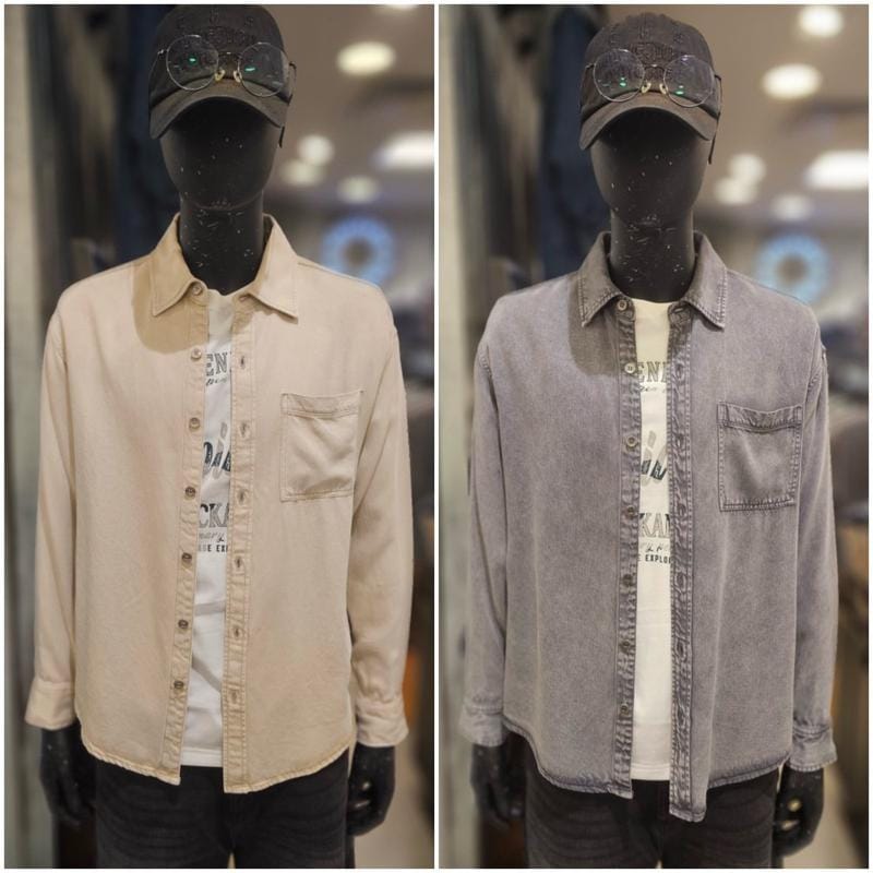 男性ガーメントダイイング長袖カジュアルシャツ_US