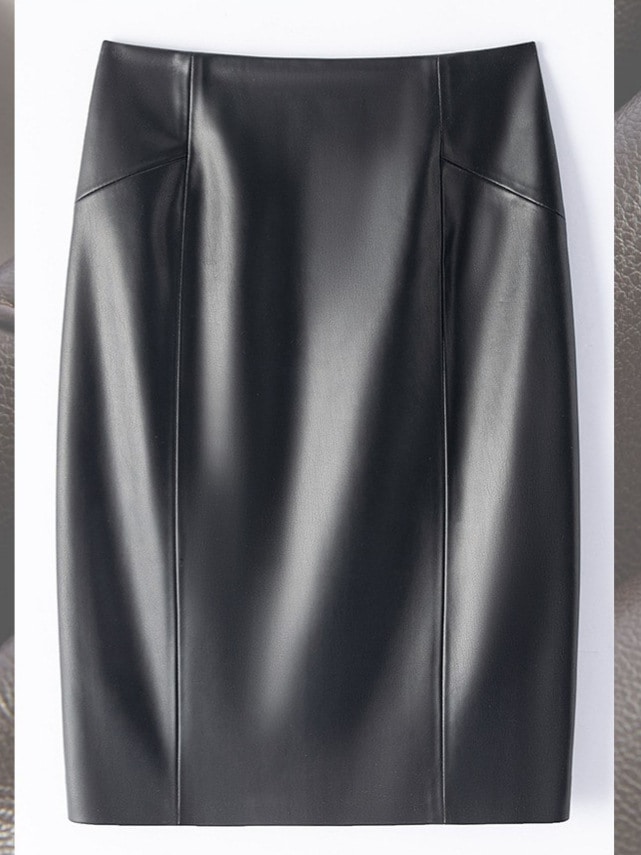 Haining 2025 Autumn and Winter New Genuine Leather Skirt for Women, High-Waisted, Slimming, Hip-Hugg