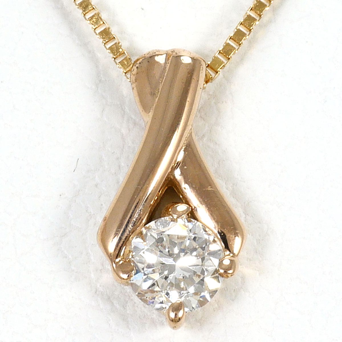 K18 18金 PG ピンクゴールド K18 18金 YG イエローゴールド ネックレス ダイヤモンド 0.16ct 総重量約1.9g 約45cm ジュエリー 中古