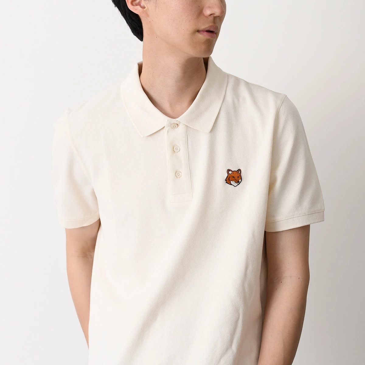 ポロシャツ フォックスヘッド レギュラー ポロ PM00209 KP0002 メンズ ユニセックス ベージュ コットン 半袖 刺繍パッチ