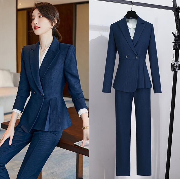 レディース ファッション ストライプ柄 3点セット上着+シャツ+パンツ/スカート 長袖 カジュアルスーツ 美容師 結婚式 上品 パンツセット 洗えるスーツ 着痩せ フォーマル オフィス 通勤 OL ビ
