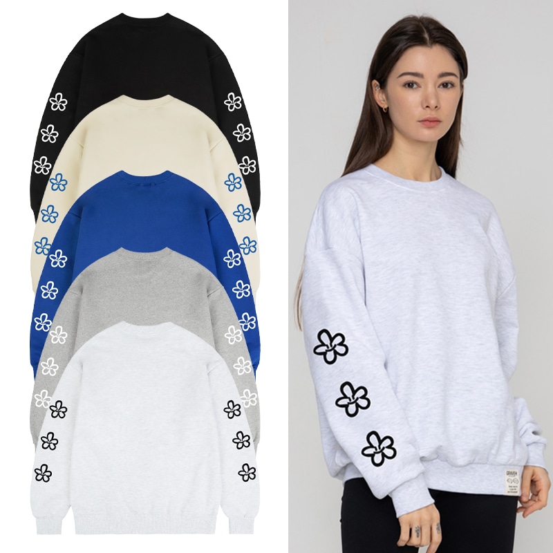 UNISEX] Elbow 3 Line Flower Sweatshirt_5color トレーナー