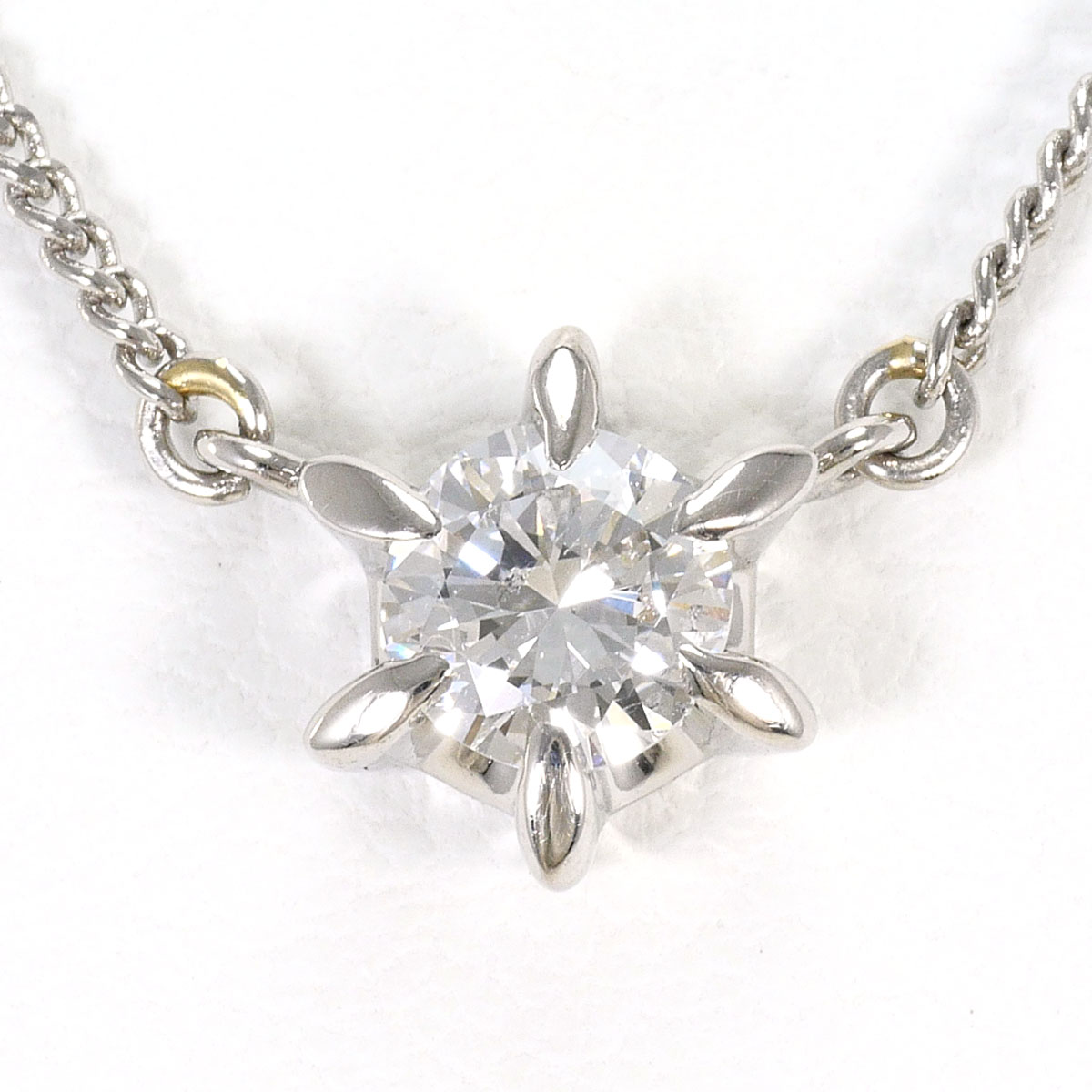 PT900 プラチナ PT850 プラチナ ネックレス ダイヤモンド 0.403 ct SI1 鑑定書 総重量約4.1g 約40cm ジュエリー 中古