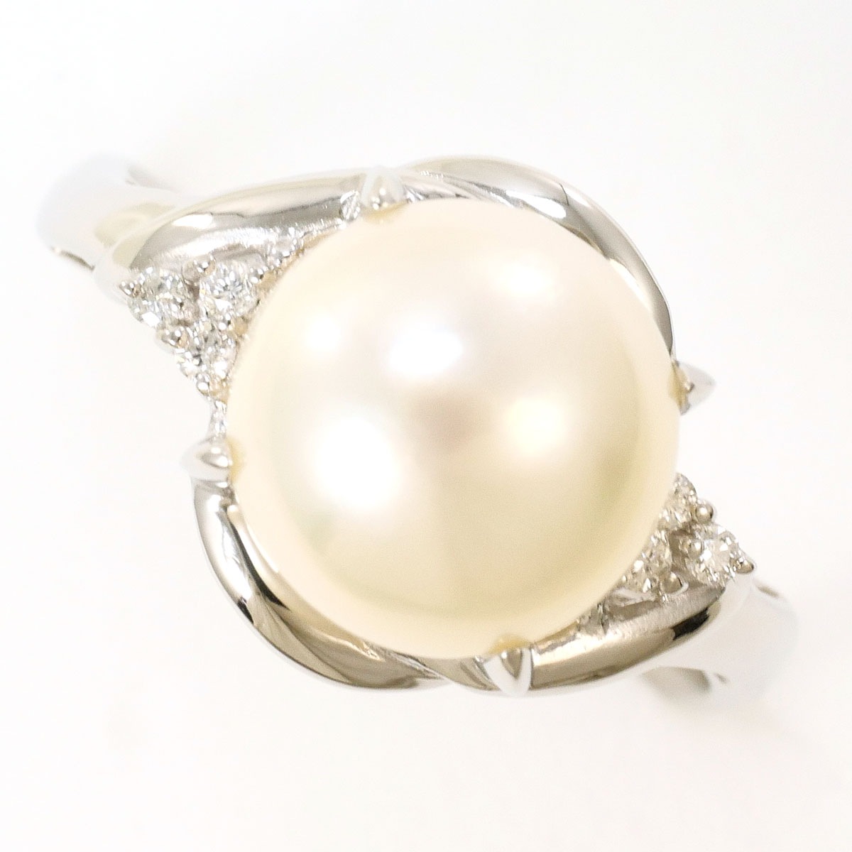 PT900 プラチナ リング・指輪 12号 パール（真珠） ダイヤモンド 0.04ct 総重量約4.2g 中古